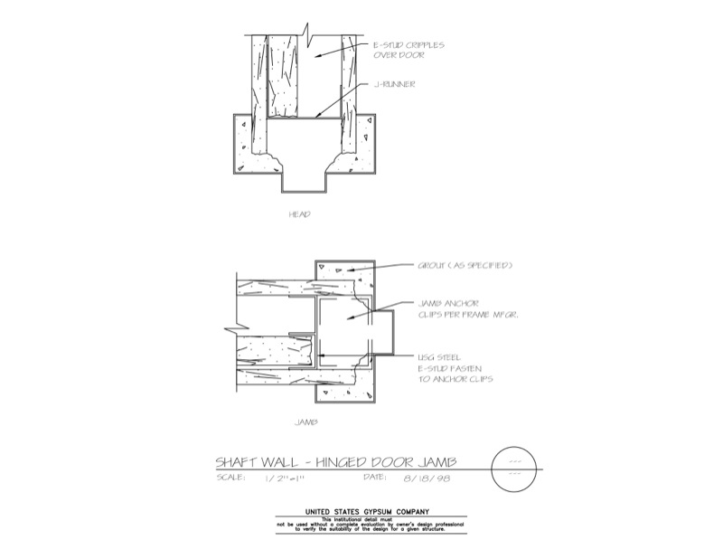 Design Details Details Page Shaft Wall Hinged Door Jamb